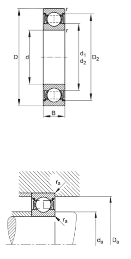 Data sheet of FAG deep groove ball bearing with shields