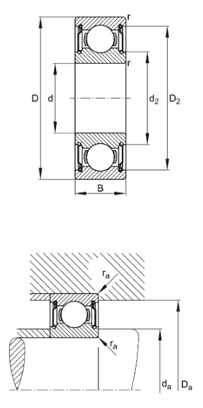 FAG deep groove ball bearing, H-Series, shields