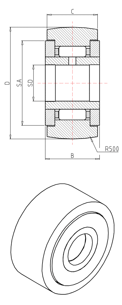 IKO Non-separable Roller Followers, Crowned outer ring, Shield type