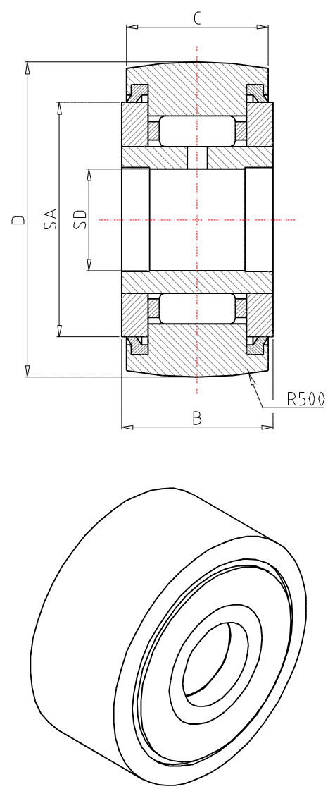 IKO Non-separable Roller Followers, Crowned outer Ring, Sealed type