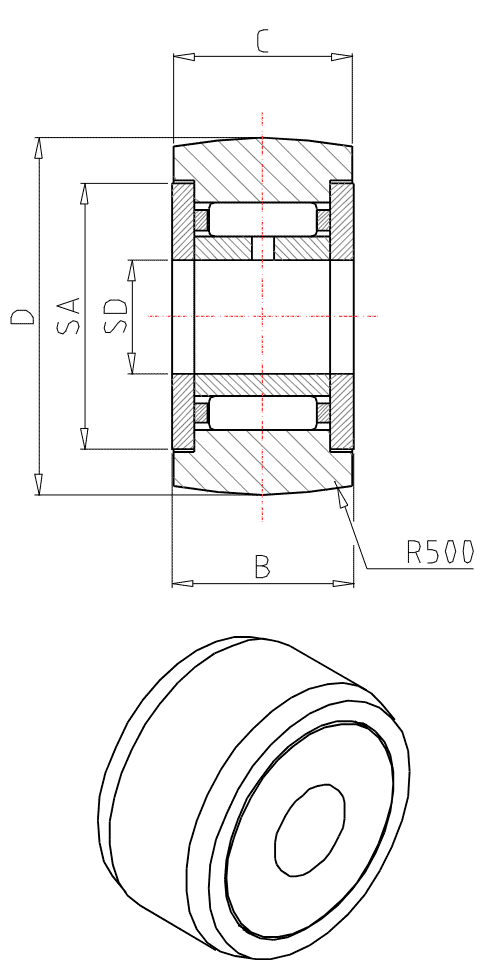 IKO Separable Roller Followers, Crowned outer ring, Shield type