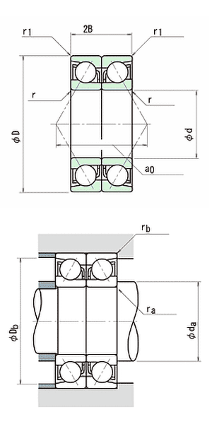 NSK matched angular contact ball bearings