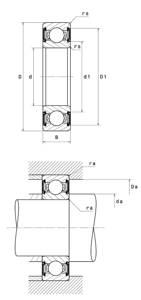 NTN deep groove ball bearing, contact seals