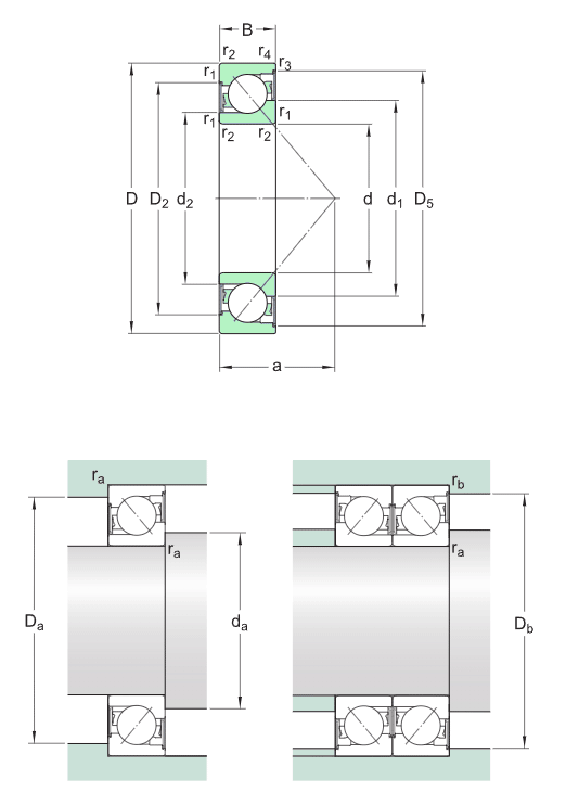 SKF angular contact ball bearing with seal