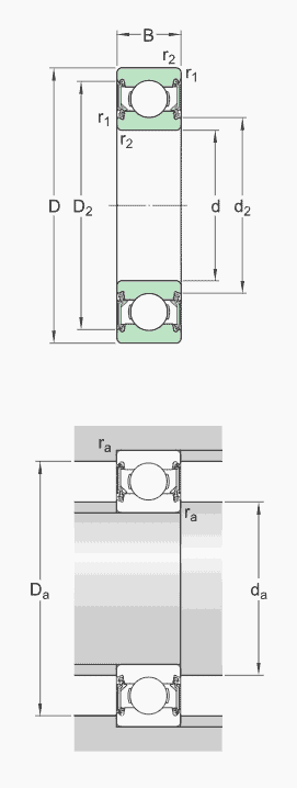 drawing, SKF deep groove ball bearings, 2RSH